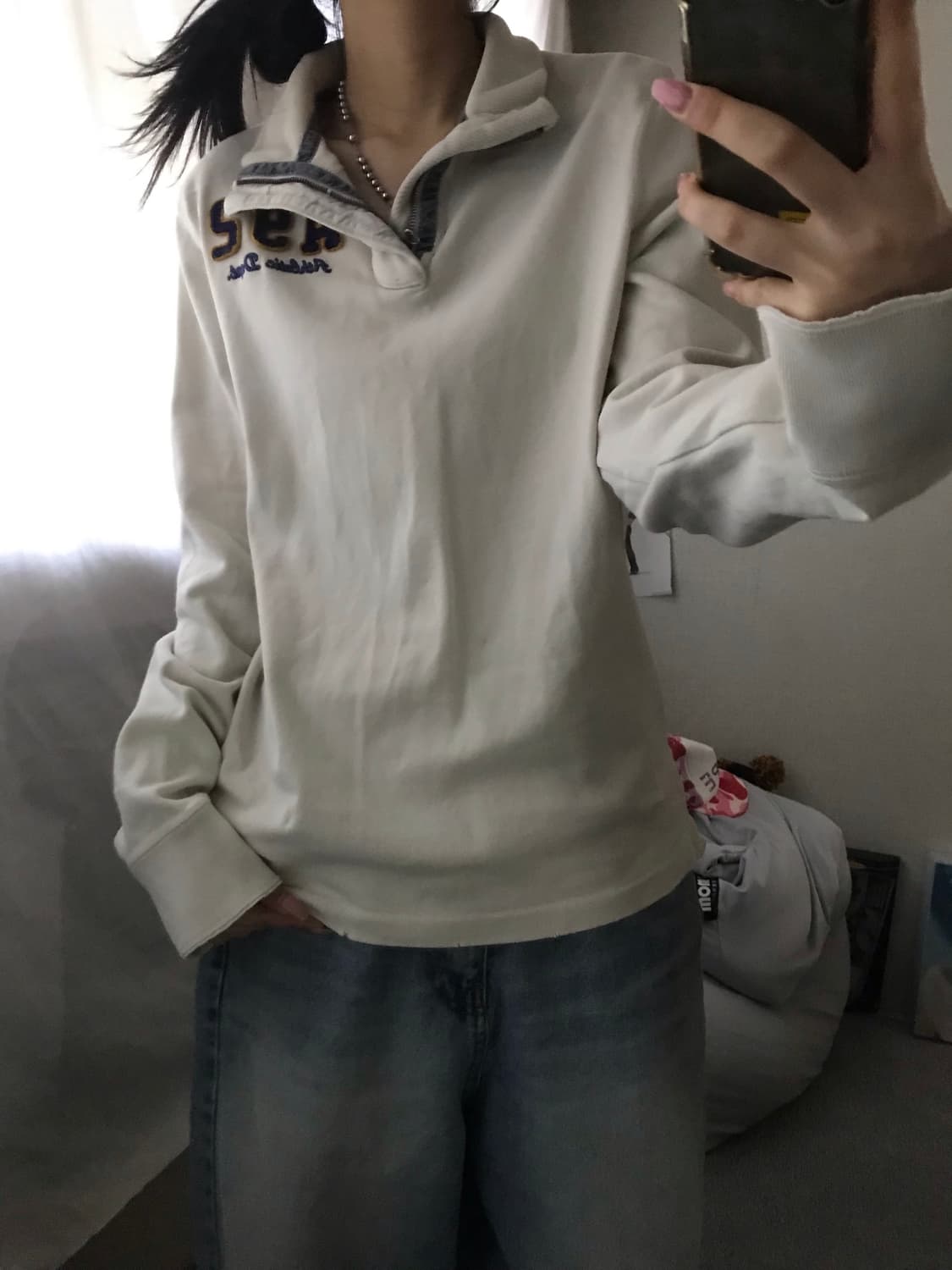 아베크롬비 아이보리 반집업 상품이미지3