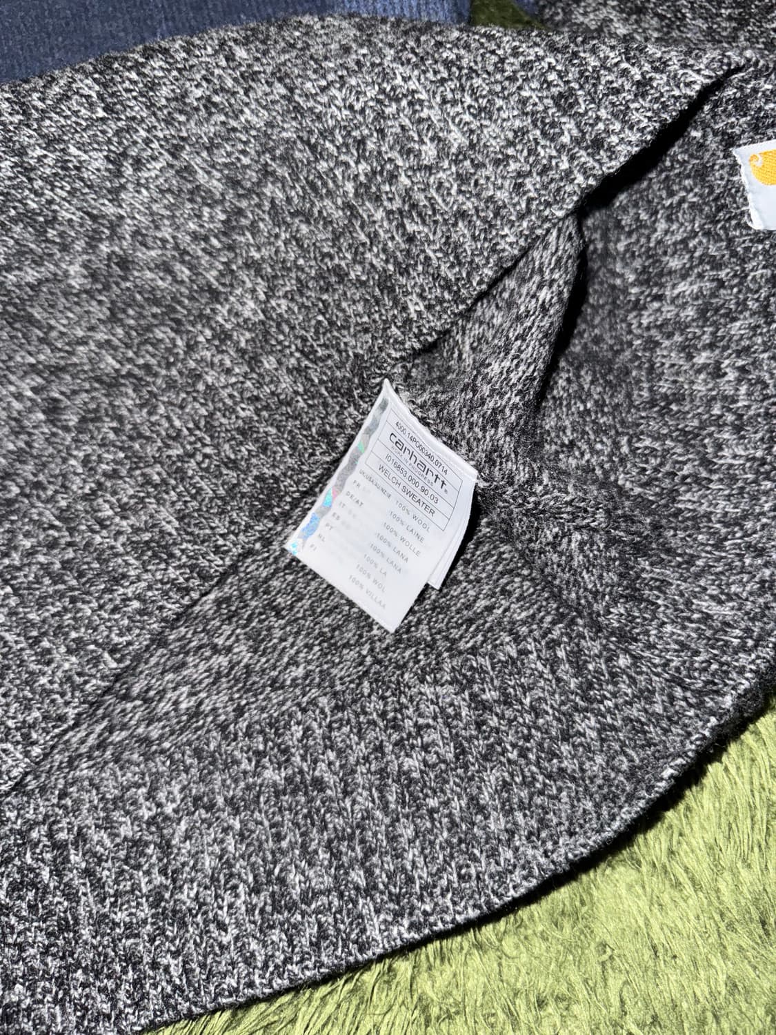 [L] 칼하트 WIP 투톤 WELCH 스웨터 니트 네이비 그레이 상품이미지6