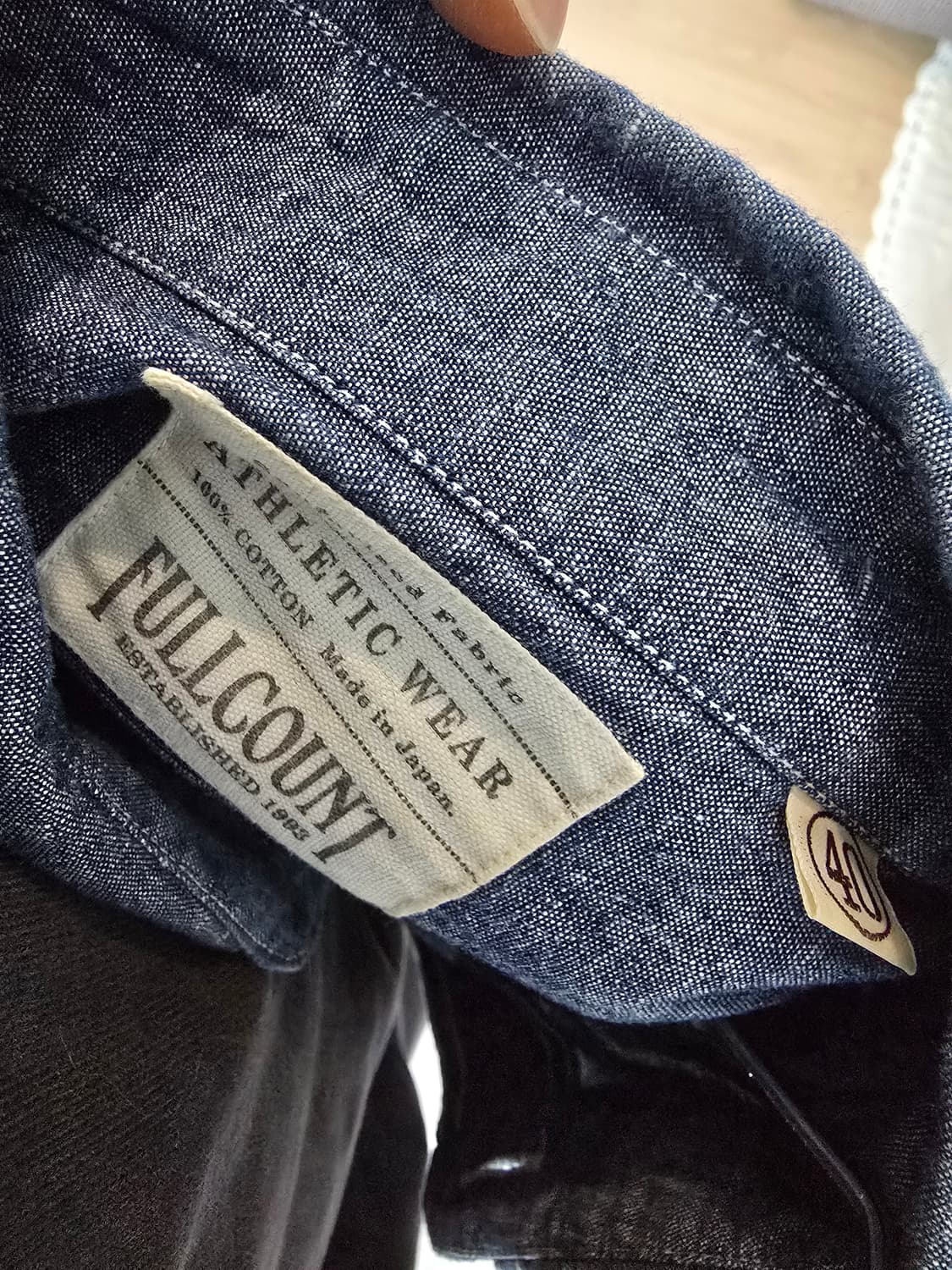 FULLCOUNT 풀카운트 샴브레이 데님 셔츠 40사이즈입니다. 상품이미지4