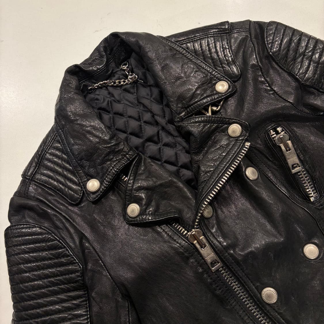 [55] 이태리 웨스턴 블랙 양가죽 레더 바이커 자켓 D270 상품이미지4