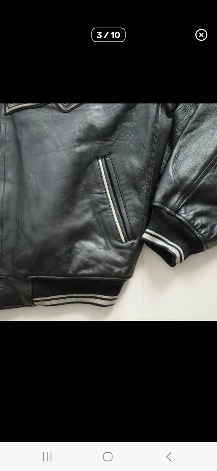 00S 아비렉스 Avirex USA 스컬 윙 로고 레더 바시티 자켓 상품이미지3