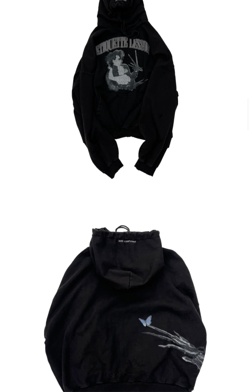 [1] Project G/R 에티켓 레슨 빈티지 워시드 후드 블랙 상품이미지2