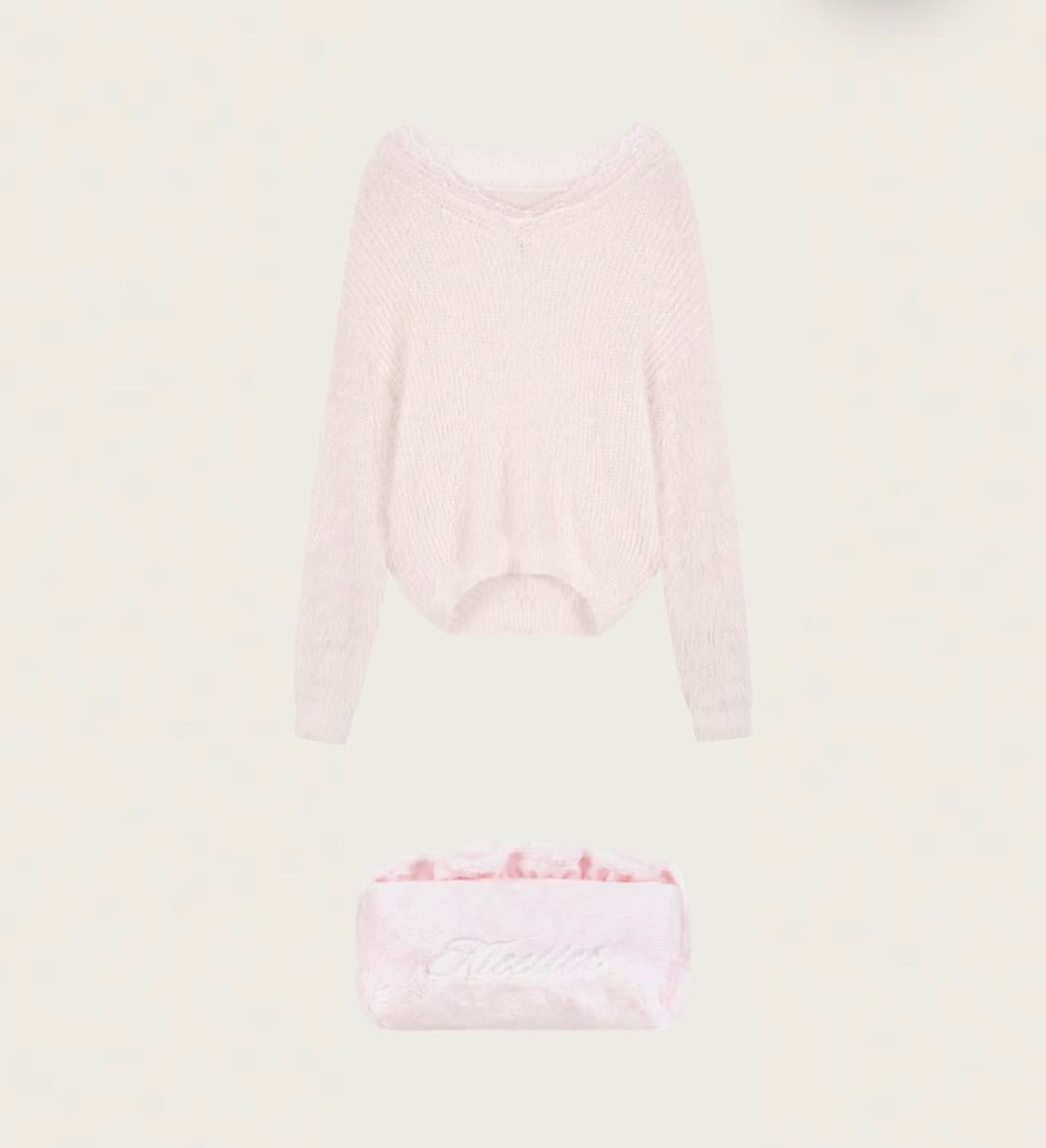 클리시어 블러쉬 레이스 오프 니트 베이비 핑크 소프트 쉘 파우치 세트 상품이미지1