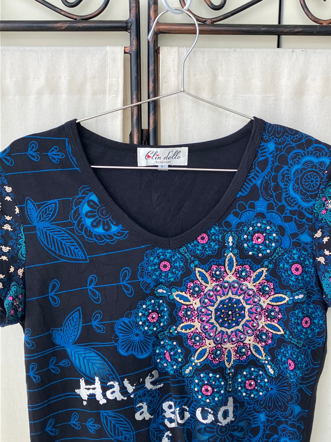 oriental flower blue half t-shirt 상품이미지8