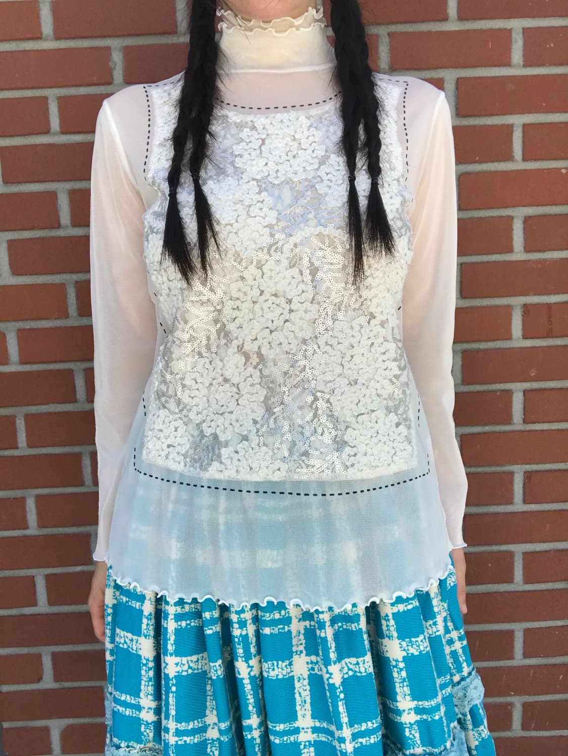 vintage flower ivory mesh top 상품이미지6
