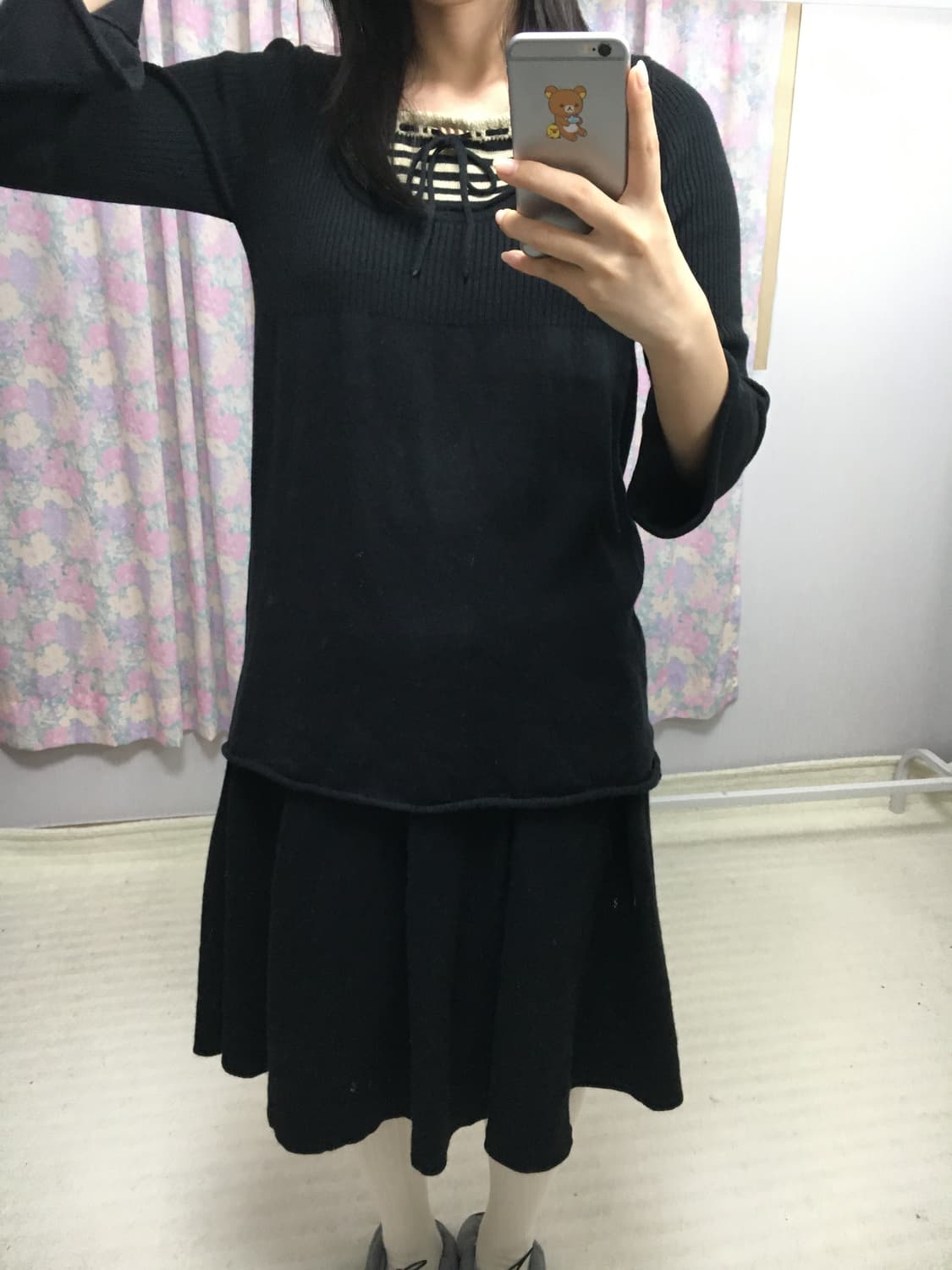 블랙 스트라이프 포인트 니트 상품이미지4