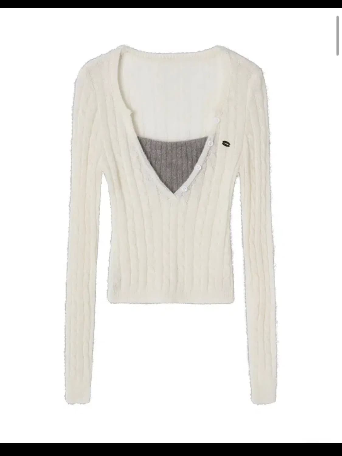 잔느 로제느 꽈배기 레이어드 앙고라니트 상품이미지3