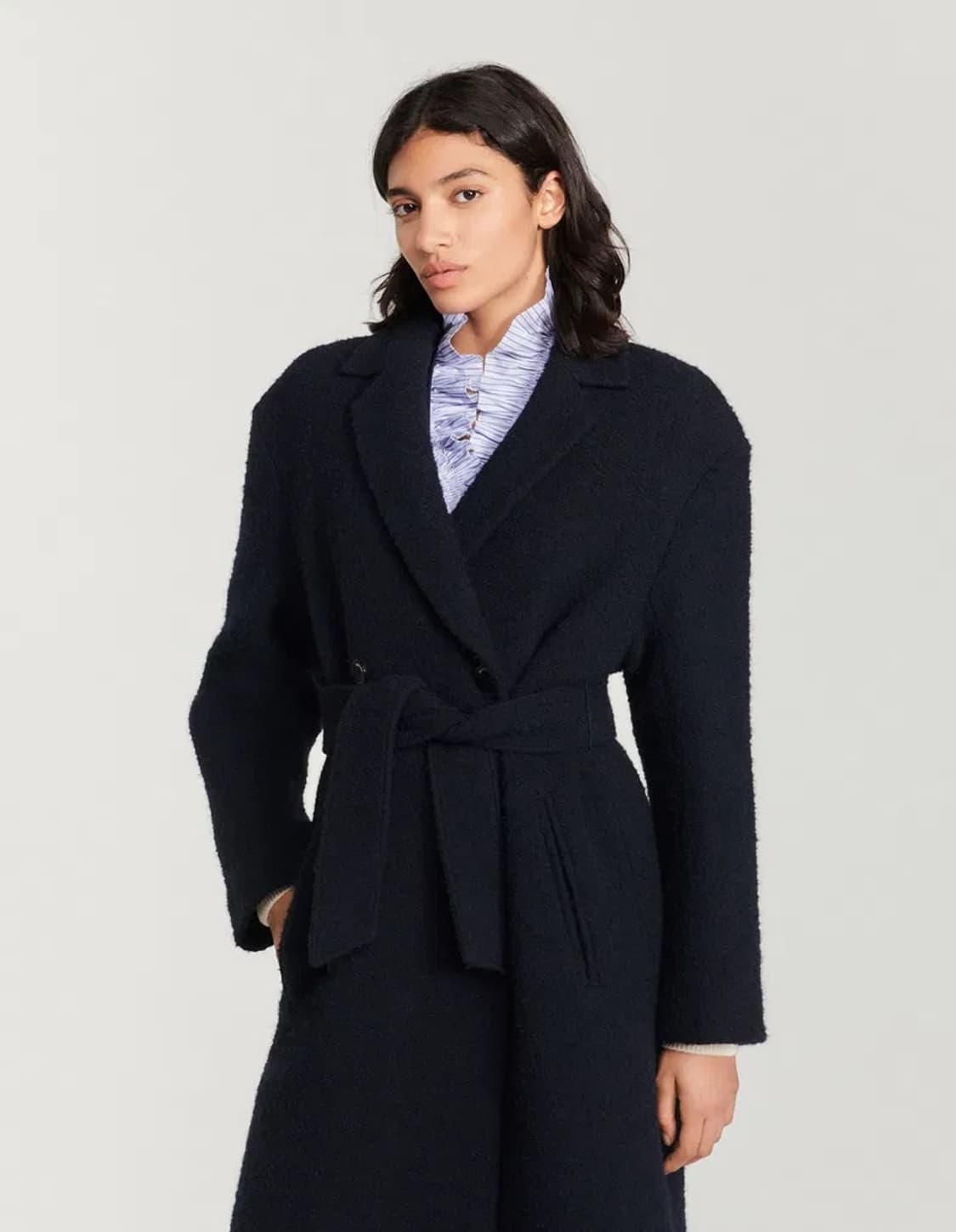 🖤 산드로(Sandro) 부클 트위드 롱코트 상품이미지9