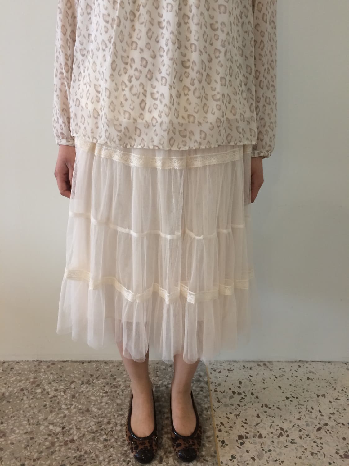 크림색상 캉캉 밴딩 샤스커트 상품이미지4