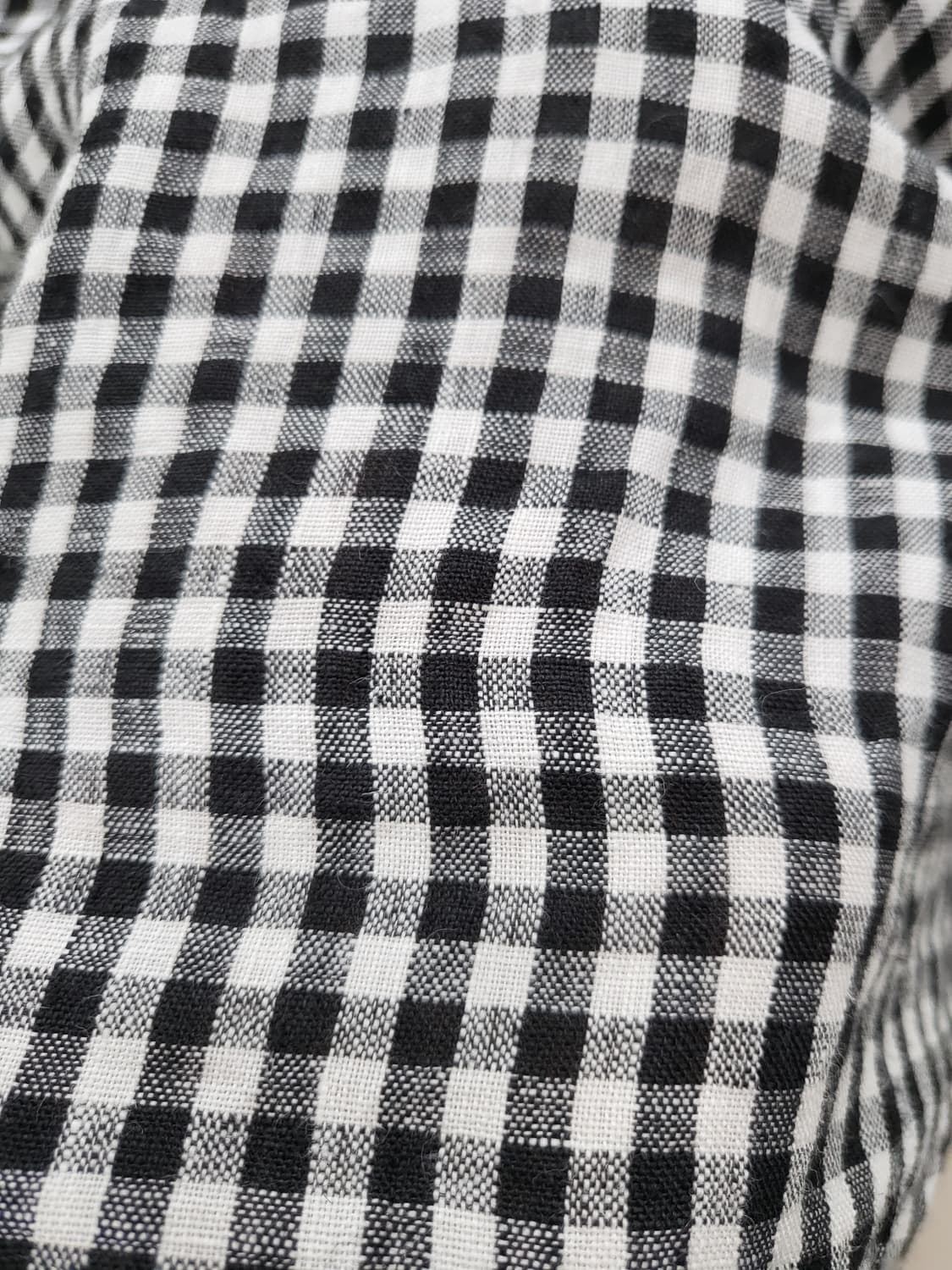 [F]JPN 블랙체크 프릴소매 린넨 블라우스 상품이미지8