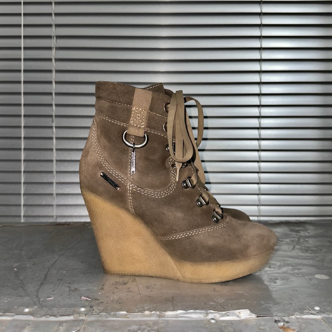 00s 디젤 스웨이드 웨지 힐 레이스업 부츠 상품이미지5