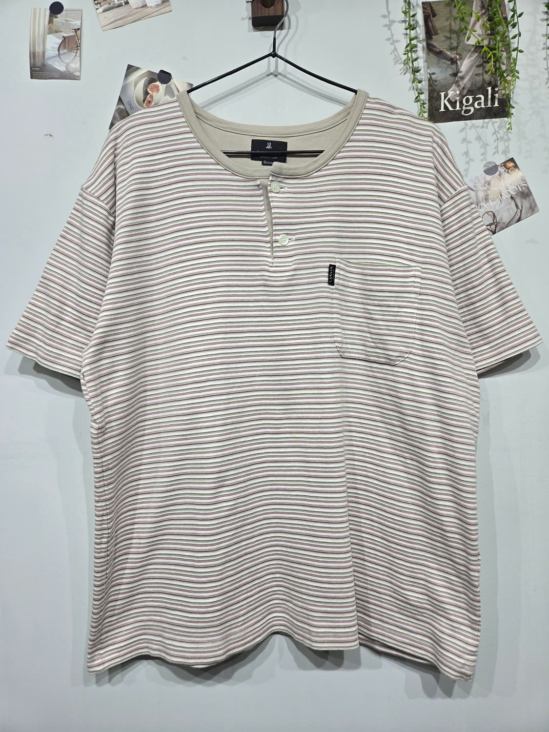 랑방 헨리넥 스트라이프 반팔 티셔츠 상품이미지3