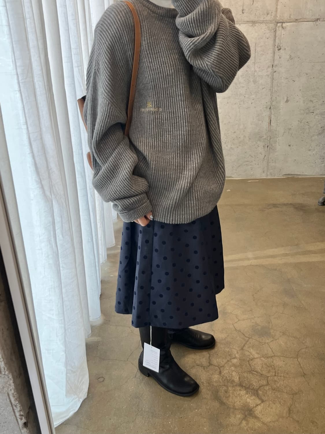 90s COURREGES 꾸레쥬 옴므 로고 스웨터 그레이 상품이미지6