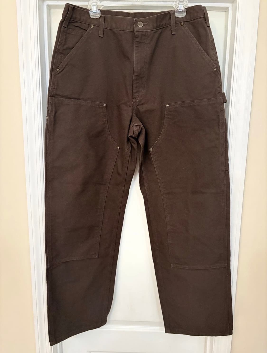 칼하트 더블니 36x32 브라운 덕 캔버스 덩가리핏 상품이미지1