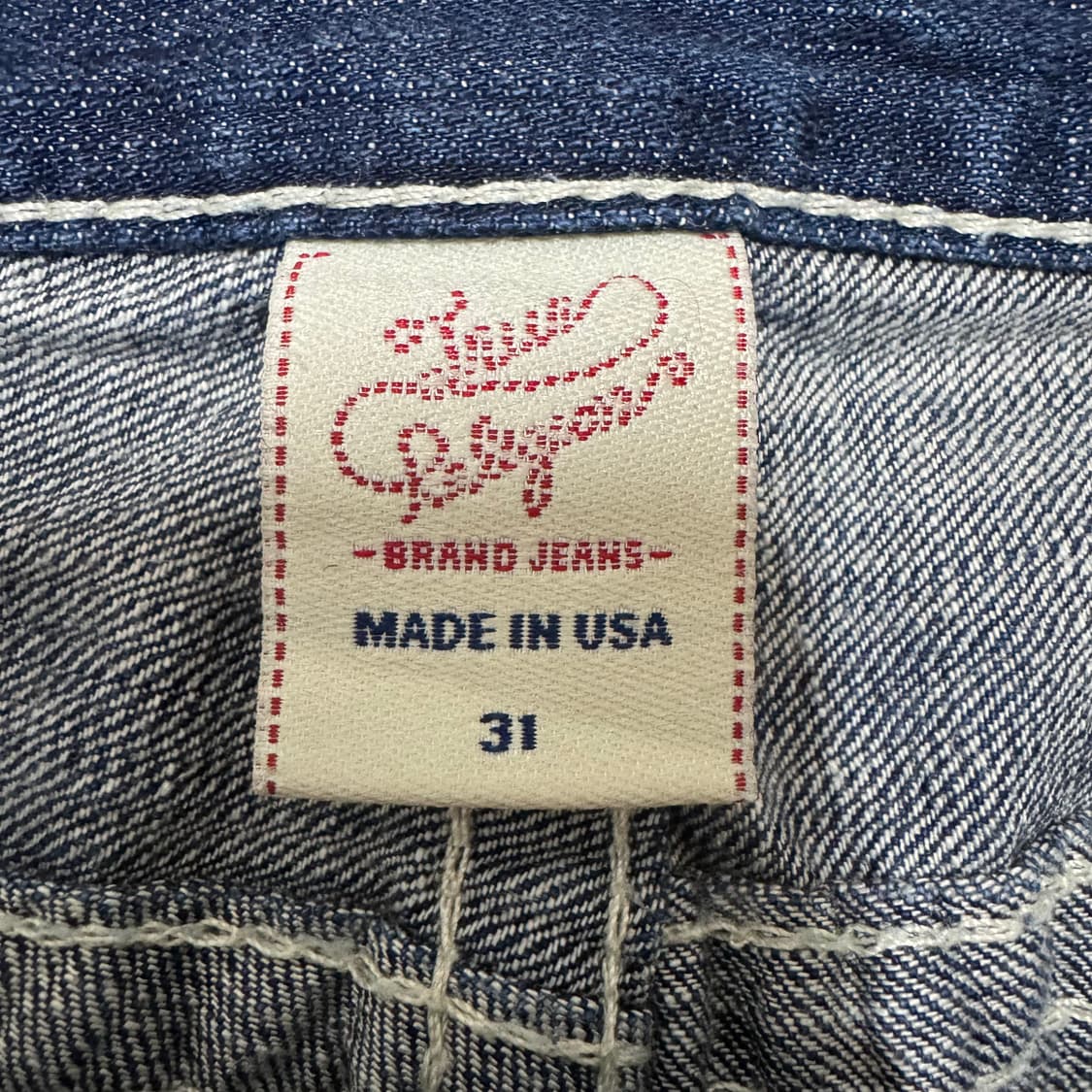 트루릴리전 조이 가죽 빅로고 플레어 부츠컷 데님팬츠 상품이미지8