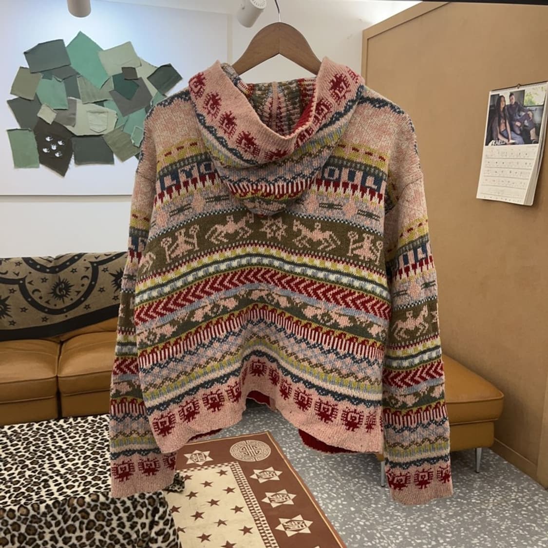 오일릴리 모리 코지 노르딕 딸기우유 니트 후드 가디건 105 C09415 상품이미지4