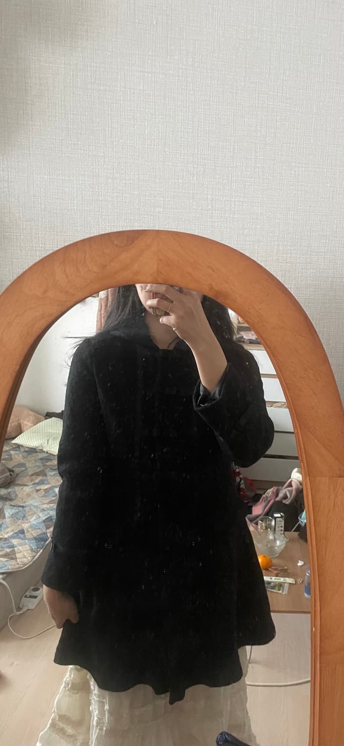 모리걸 빈티지 리본 후드 블랙 코트 🖤🎀 상품이미지6