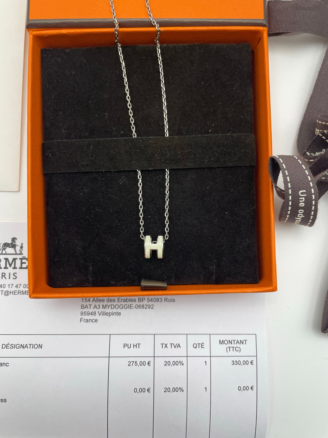 [새상품급] 에르메스 팝아슈 미니 화이트실버 목걸이 상품이미지1