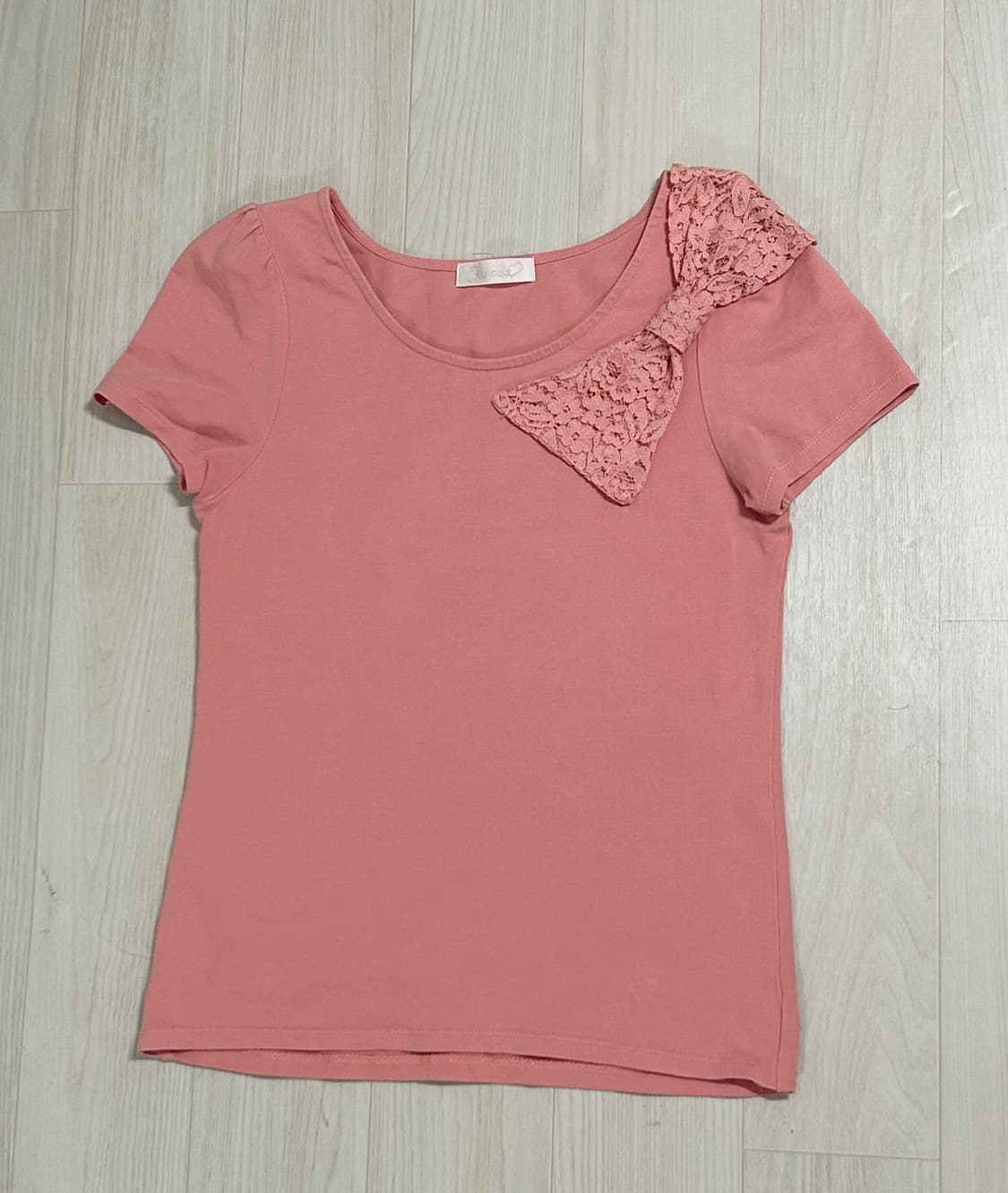 일본 빈티지 핑크레이스 왕리본 로걀탑 히메갸루 상품이미지1