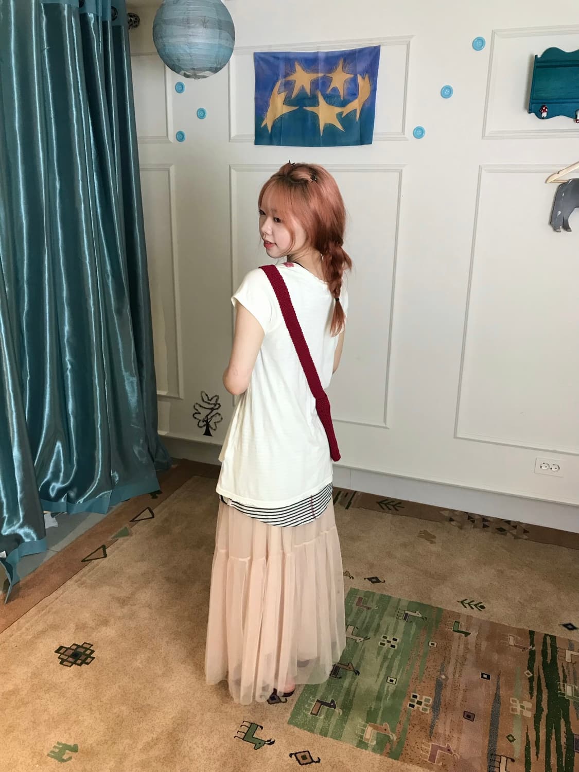 알록 달록 플라워 프린팅과 샤스커트가 어우러진 사랑스러운 레이어드 룩🍇 상품이미지2