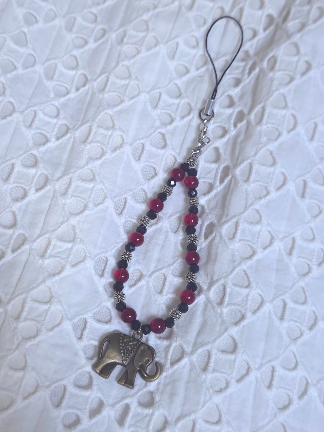 [핸드메이드] 코끼리 핸드폰 줄 키링 (빨강) 상품이미지1