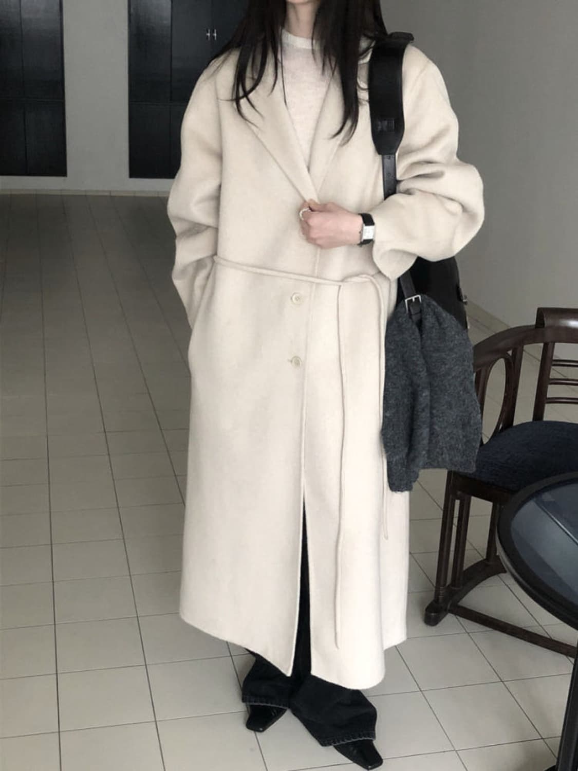 르버터 벌룬 핸드메이드 코트 크림 상품이미지2