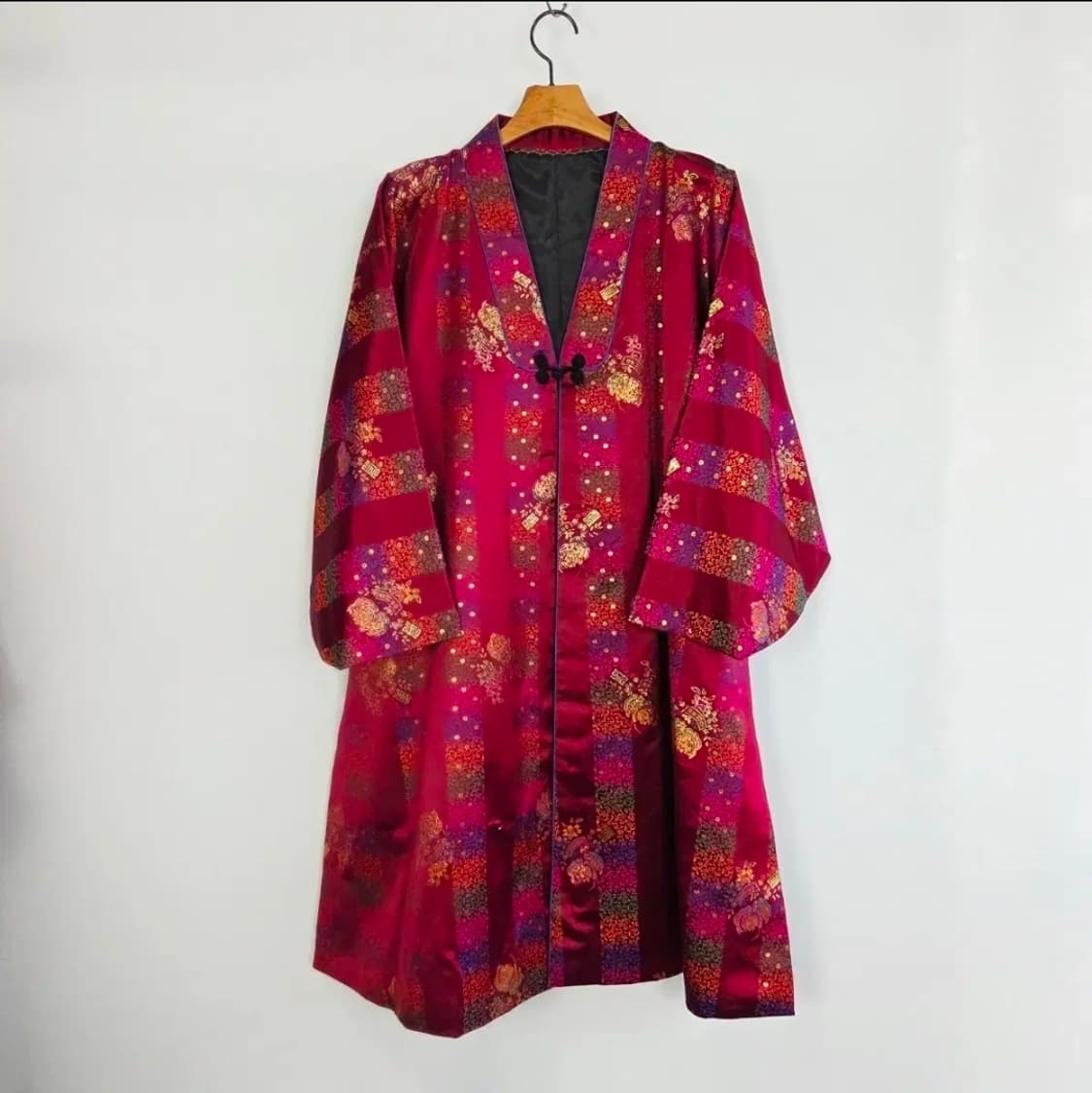 전통 자카드 마고자 버건디 오리엔탈 가운 상품이미지1