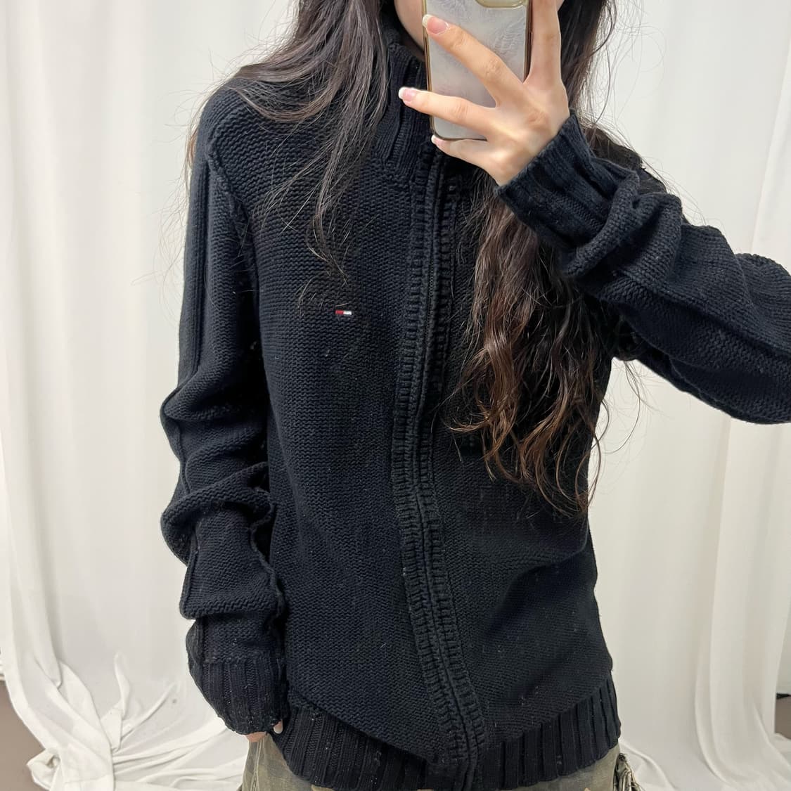 Tommy Hilfiger black knit zip-up 상품이미지5