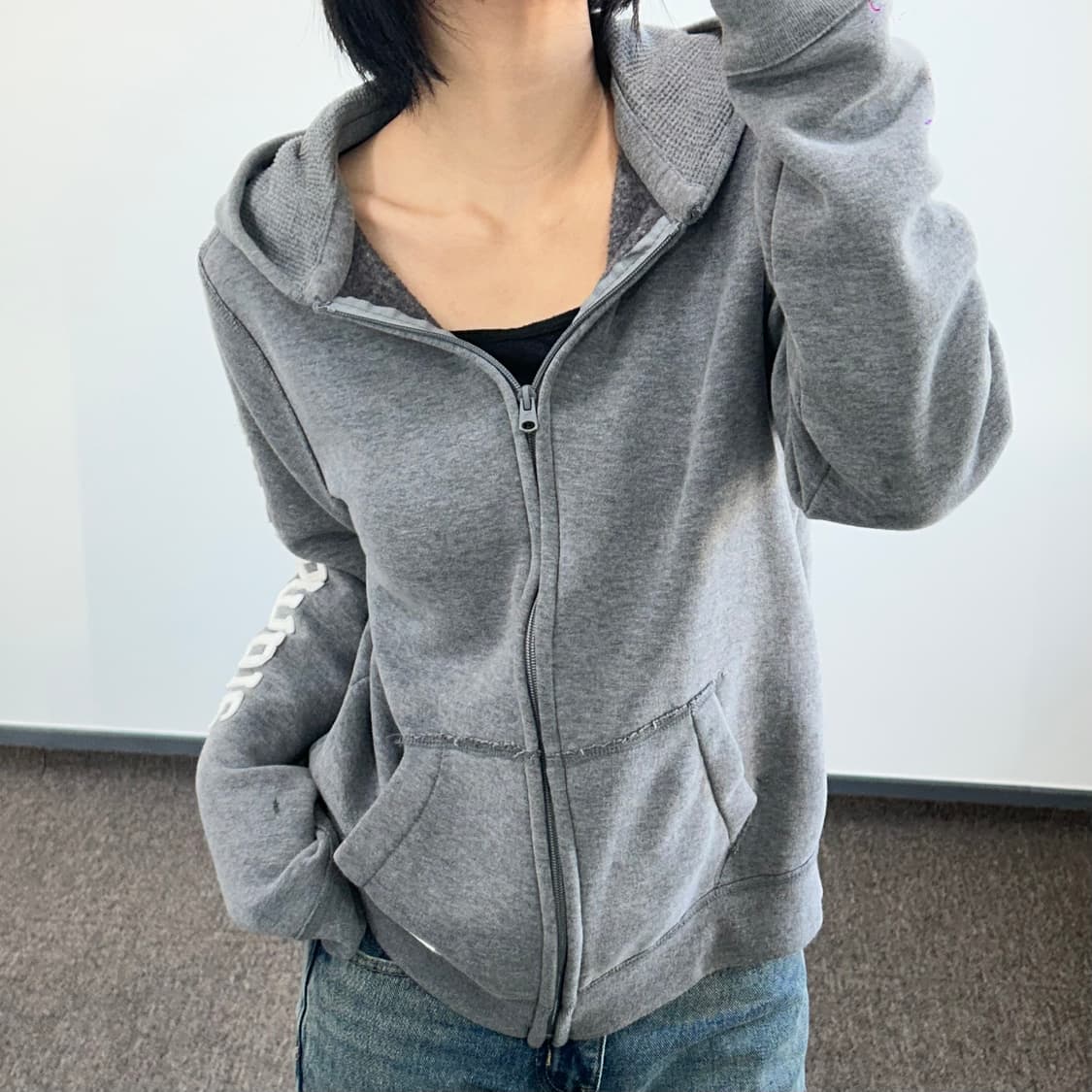 Abercrombie 아베크롬비 사이드로고 그레이 후드집업 상품이미지2