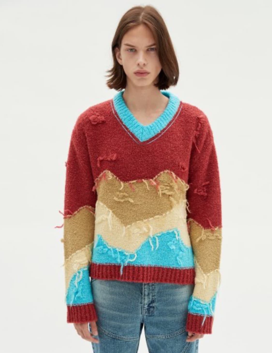 앤더슨벨 유니섹스 마운틴 인타샤 브이넥 스웨터  상품이미지1