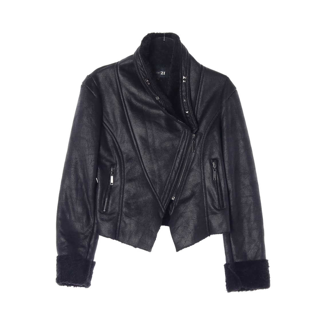 포에버21 카울넥 크롭 무스탕 자켓 L 상품이미지1