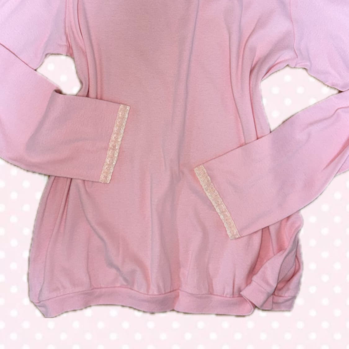 딸기우유맛 연핑크 레이스 터틀넥 목폴라 티셔츠 탑 상의 상품이미지3