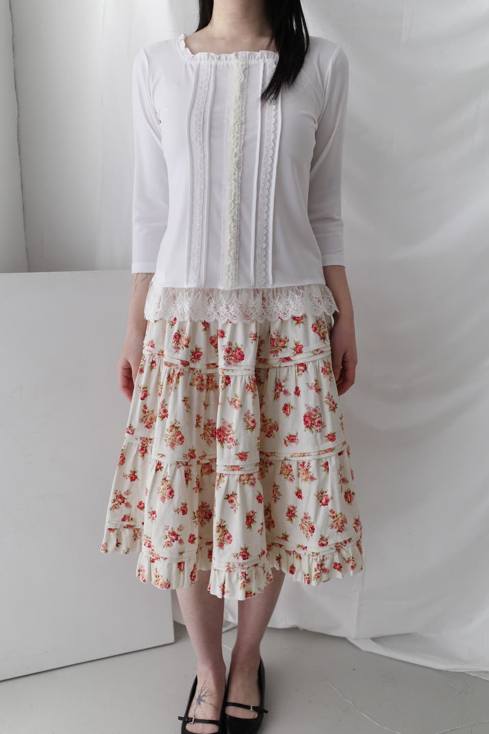 body line) flower cancan skirt 상품이미지3