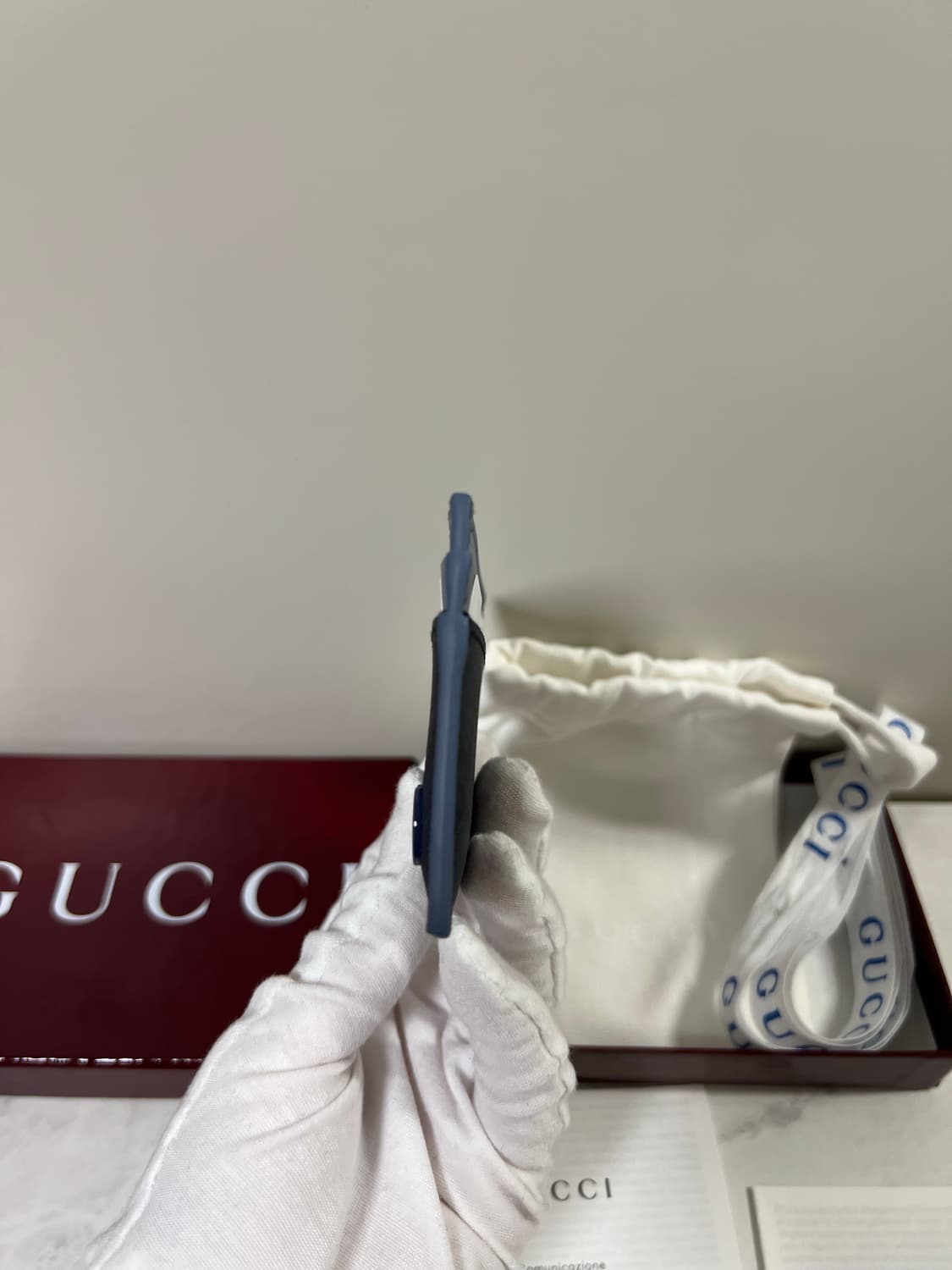 [새상품] 구찌 더스티 블루 트리밍 GG 카드지갑 상품이미지10