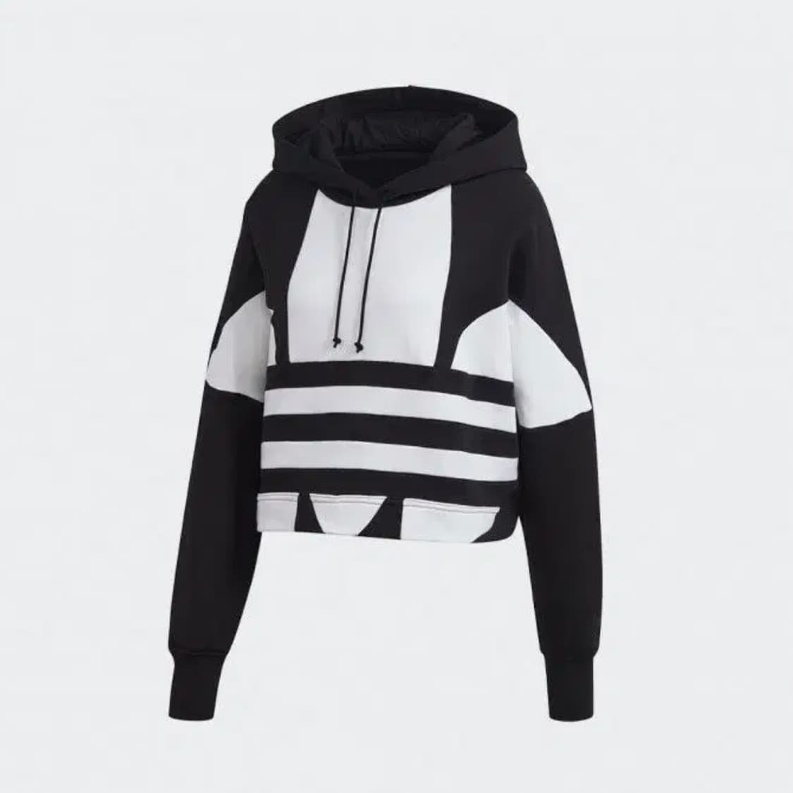 [M] adidas 아디다스 우먼즈 검/흰 빅로고 크롭 후드티 상품이미지3