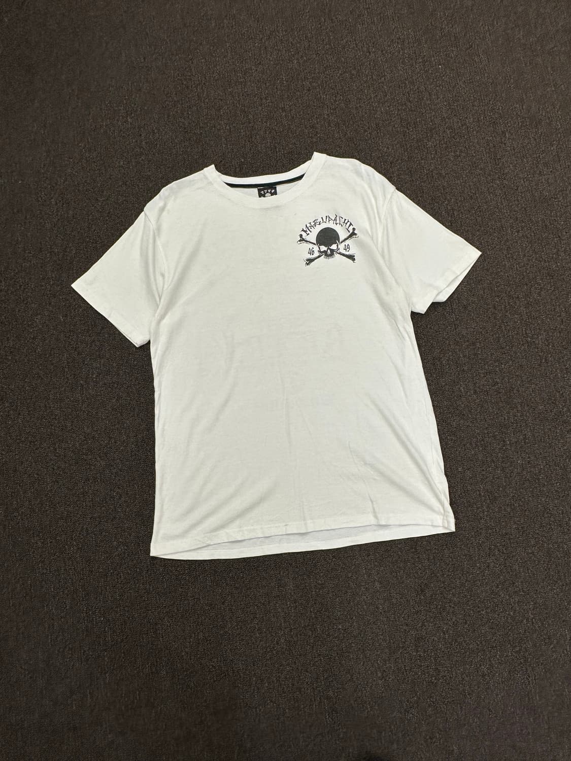 L)Japanese vintage 스컬 그래픽 화이트 라운드 넥 반팔 상품이미지3