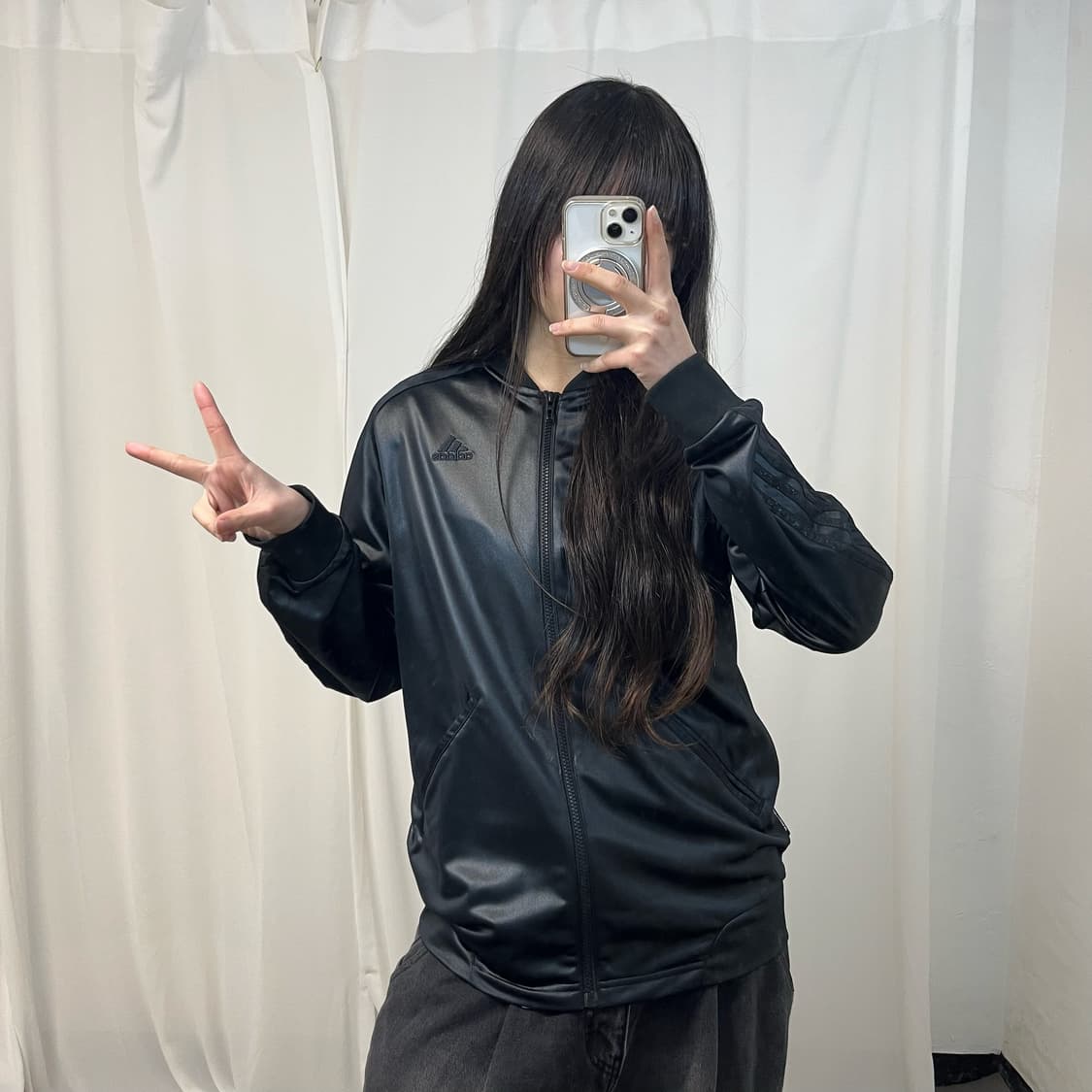 Adidas black glossy jersey 상품이미지2