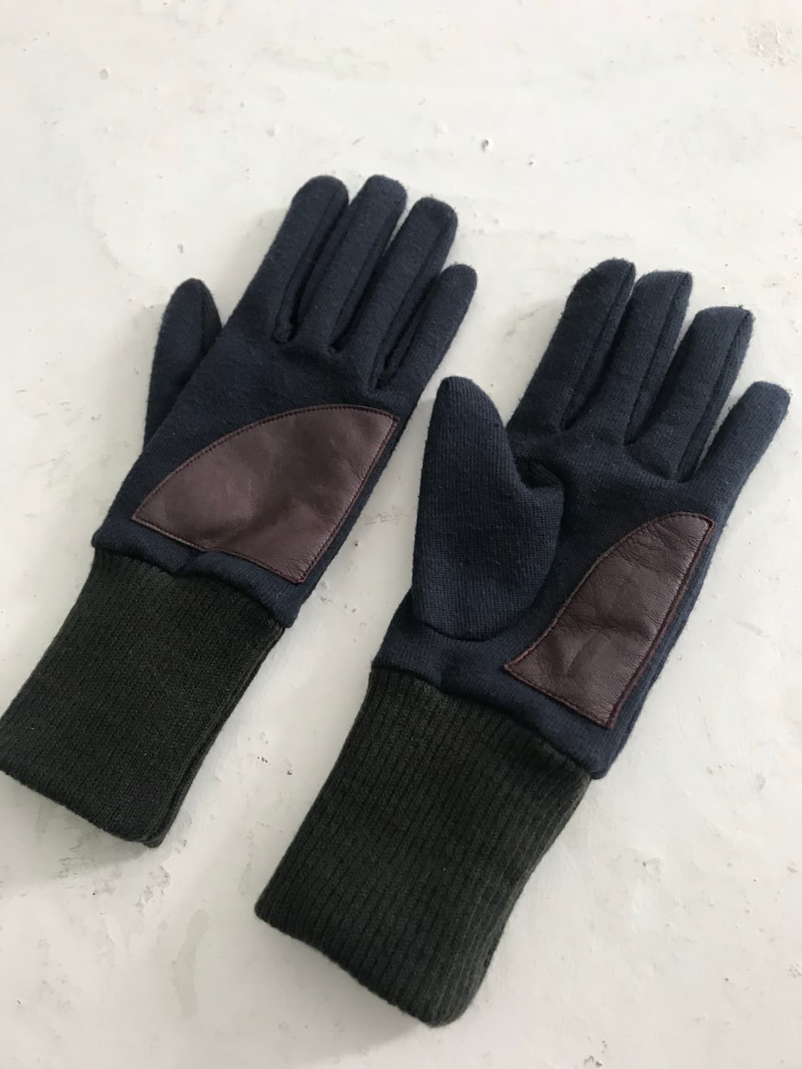 Navy&Green mix block leather glove 상품이미지5