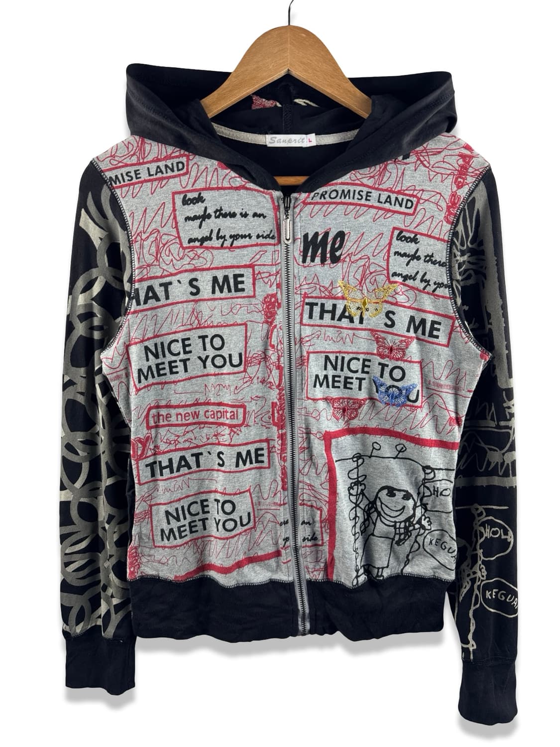 JPN 키치 스케치 그래픽 후드집업2719 상품이미지1