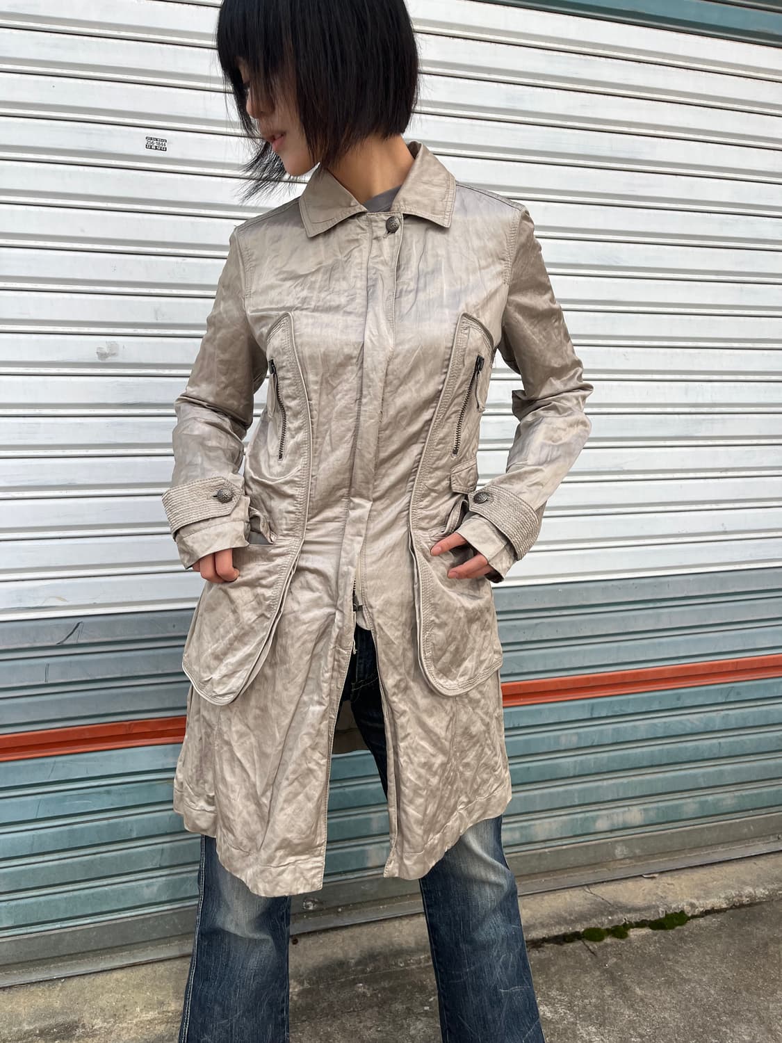 Ermanno Scervino 코튼 나일론 혼방 롱 자켓  상품이미지1