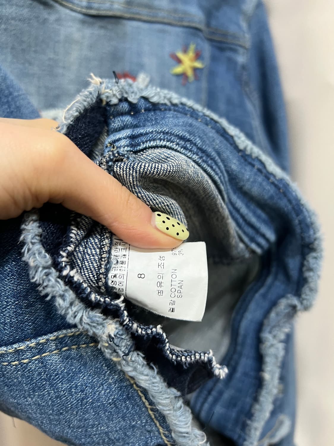 LUSSO 빈티지 여성 자수 스판 데님 트러커 자켓  상품이미지6