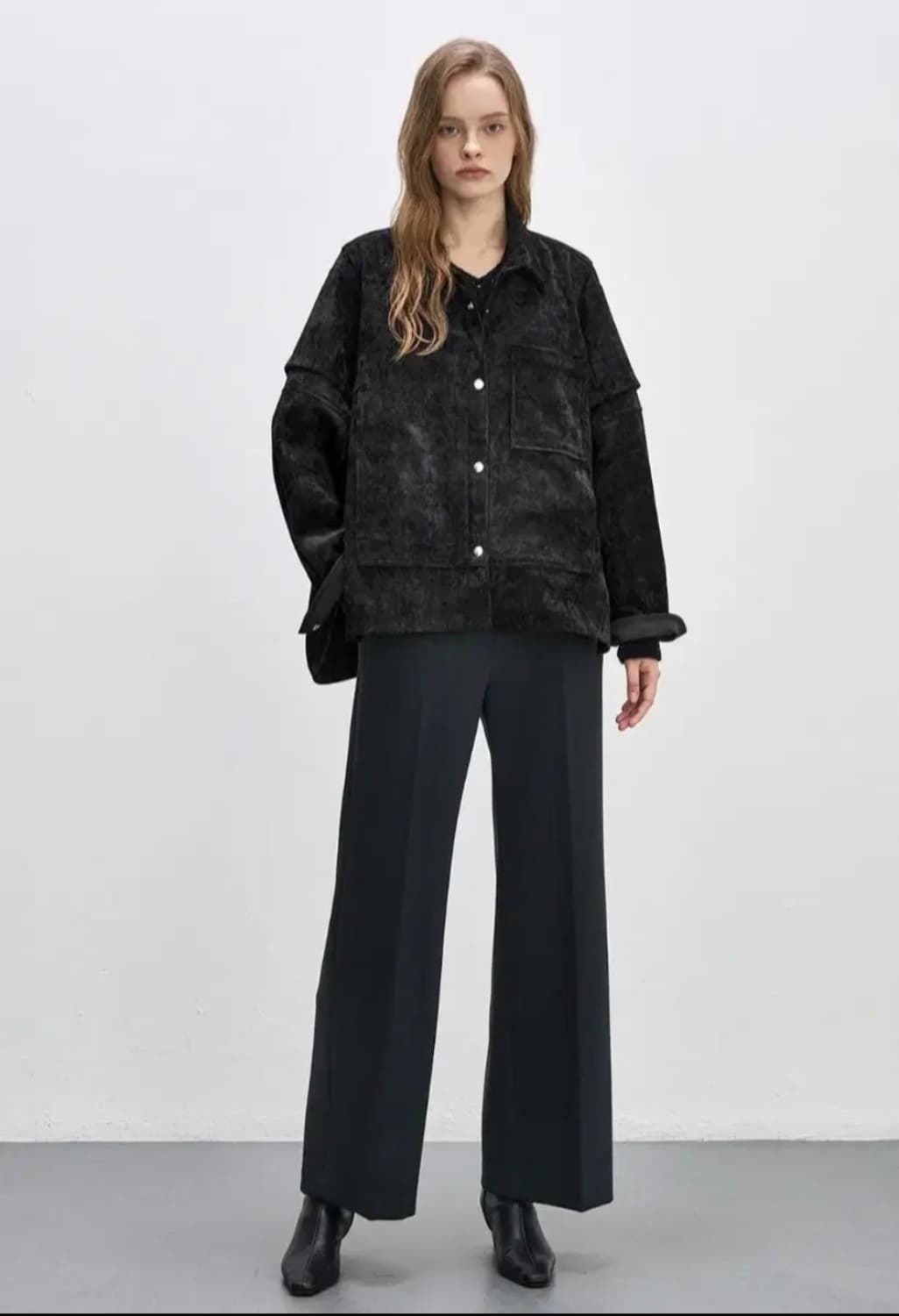 시스템 오버사이즈 벨벳 슬릿 셔츠 (55) 24SS 상품이미지1