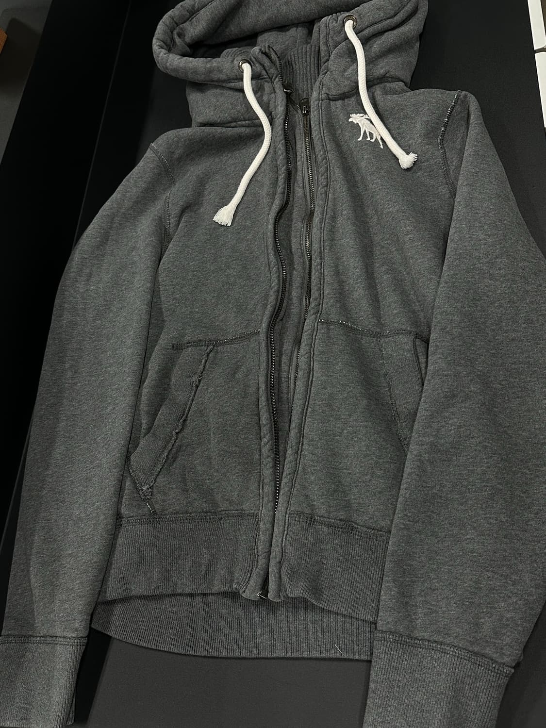 아베크롬비 순록 로고 그레이 후드 집업 상품이미지4