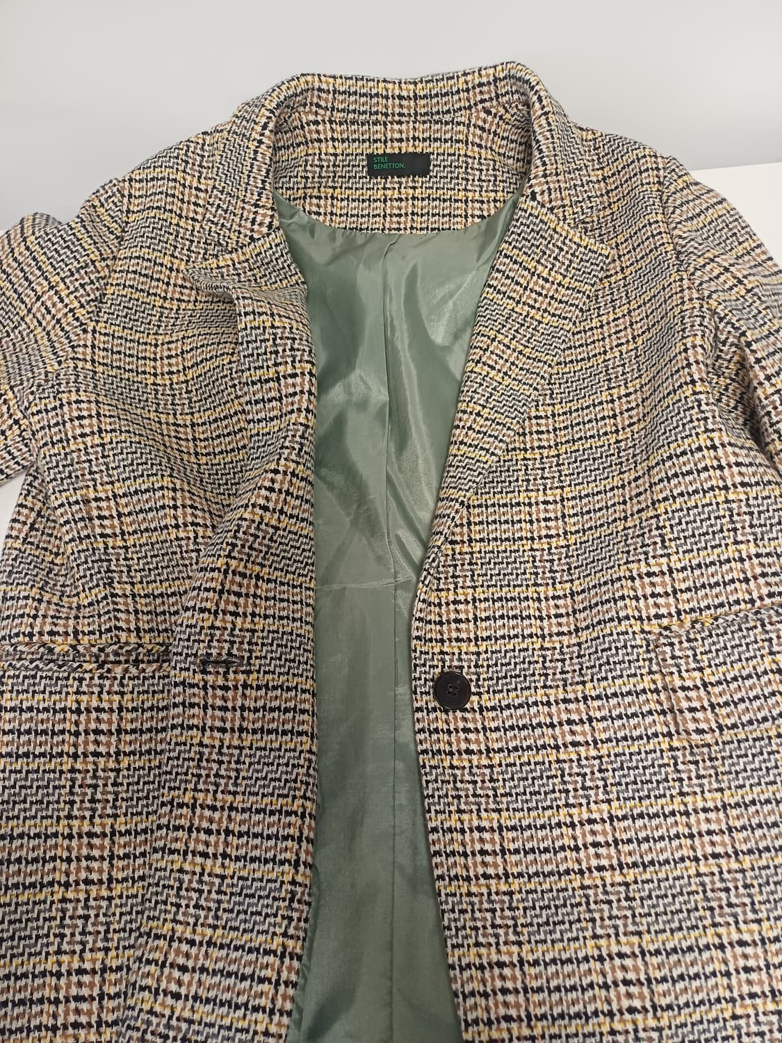 [클래식/울혼방] 베네통 옐로우 체크 테일러드 자켓 (66/42호) 상품이미지5