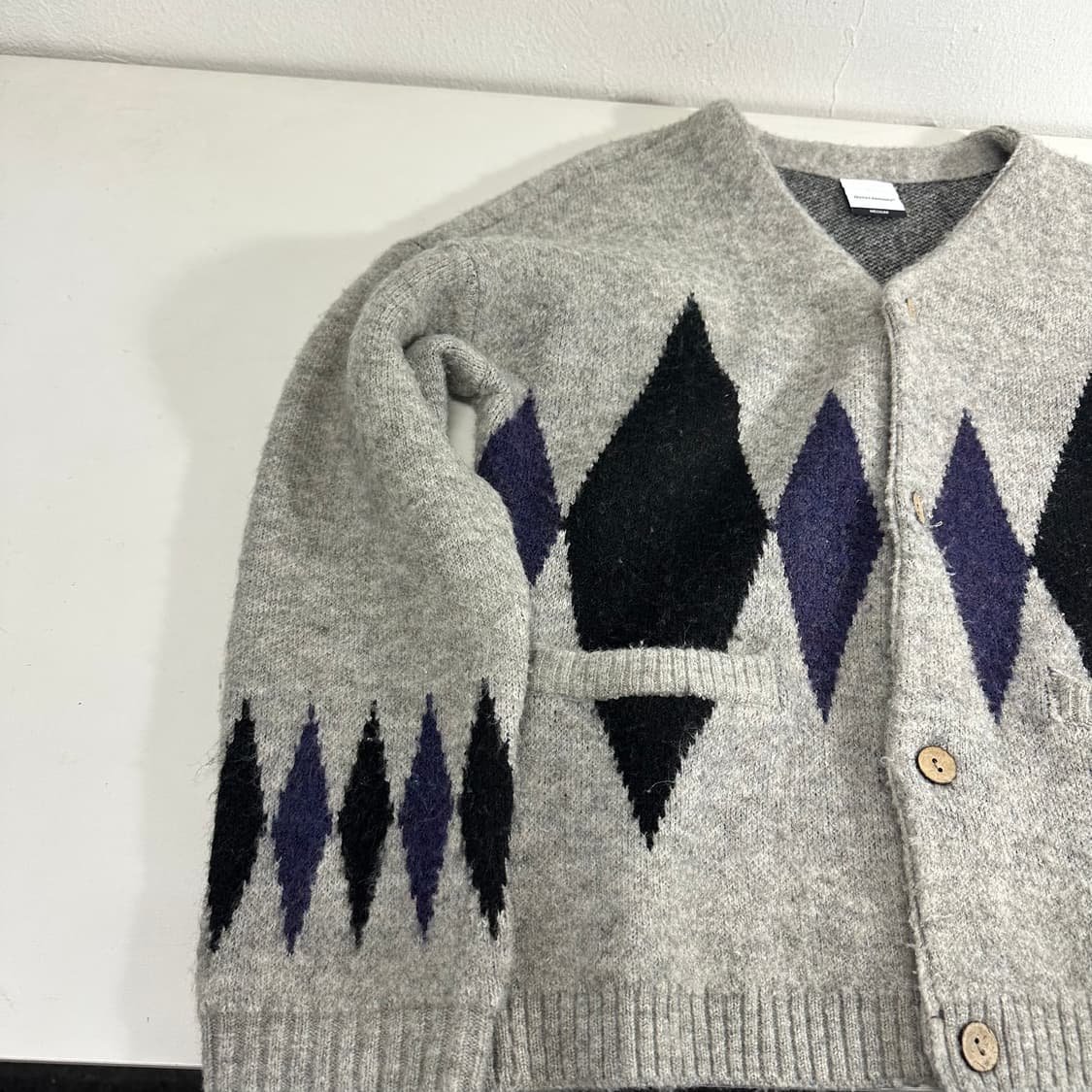 우먼M-L 아웃스탠딩 루즈핏 아가일 보카시가디건 상품이미지2