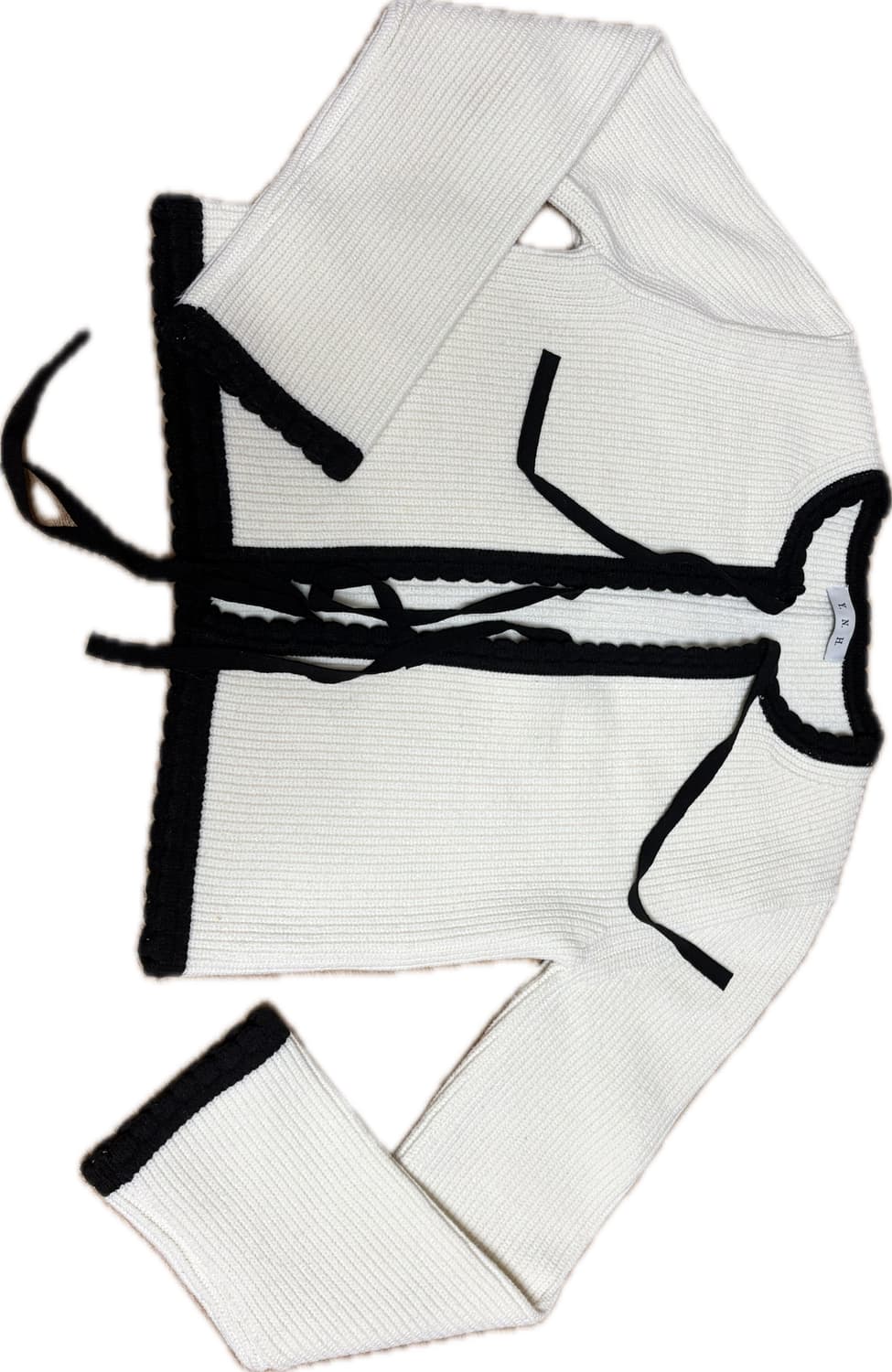 유어네임히얼 아이보리 배색 리본이 가디건 상품이미지4