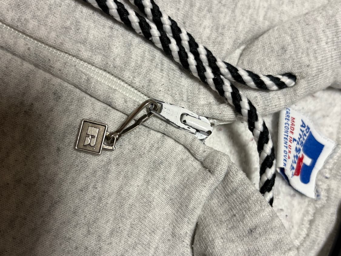 70s 빈티지 러셀 후드 집업 멜란지그레이 L 박스핏 상품이미지9