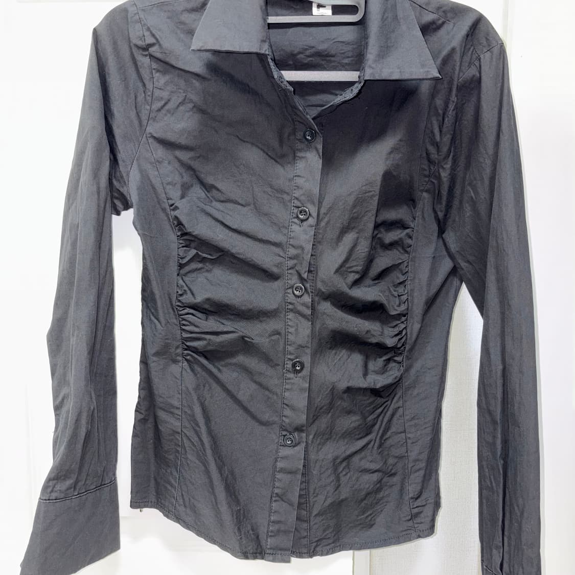 빈티지 블랙 셔링 셔츠 상품이미지1