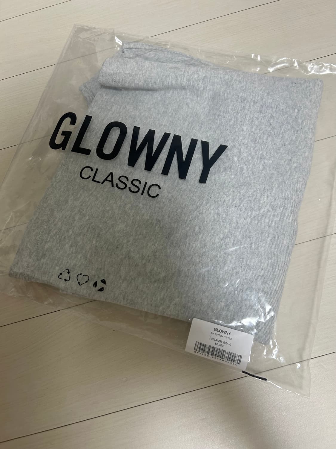 글로니 3/4 button fly tee (melange gray) M 상품이미지3