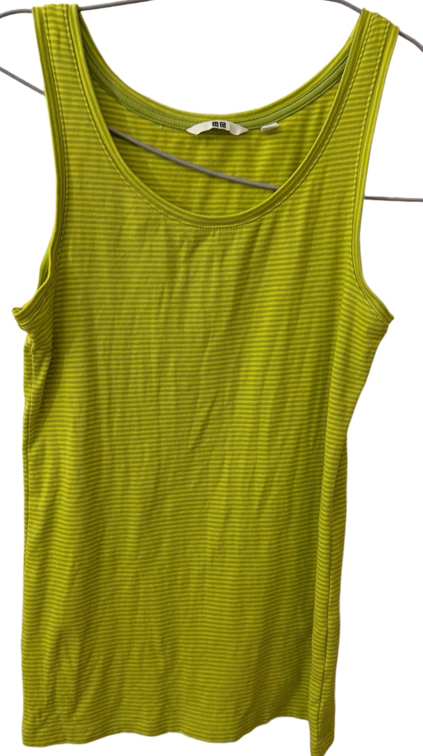 유니클로 스트라이프 라임 슬리브리스 나시 상품이미지2